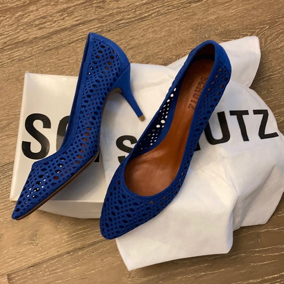 SCHUTZ Shoes - New Anthropologie Schutz Blue LaserCut Heels 9